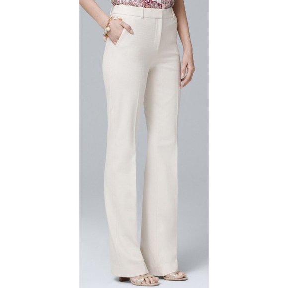 white bootcut trousers